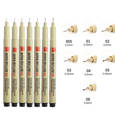 5/7/9/12 vnt Marker Pens Set Pigment Liner Manga Art Piešimo eskizavimas Neperšlampami rašikliai Kanceliarinės mokyklos reikmenys
