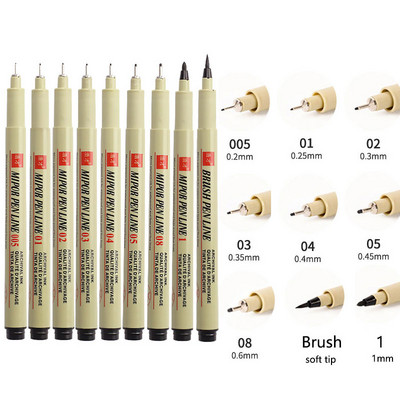 5/7/9/12 vnt Marker Pens Set Pigment Liner Manga Art Piešimo eskizavimas Neperšlampami rašikliai Kanceliarinės mokyklos reikmenys