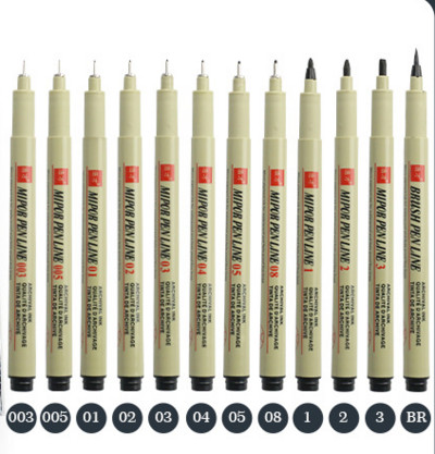 5/7/9/12 vnt Marker Pens Set Pigment Liner Manga Art Piešimo eskizavimas Neperšlampami rašikliai Kanceliarinės mokyklos reikmenys