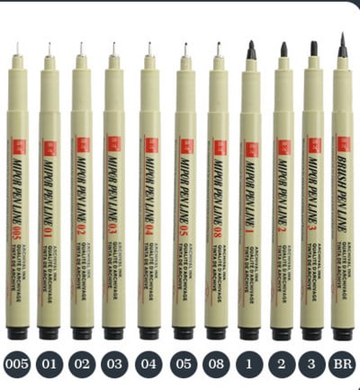 5/7/9/12 vnt Marker Pens Set Pigment Liner Manga Art Piešimo eskizavimas Neperšlampami rašikliai Kanceliarinės mokyklos reikmenys