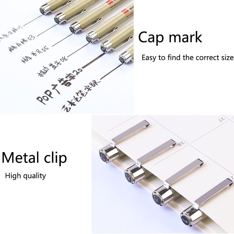 5/7/9/12 vnt Marker Pens Set Pigment Liner Manga Art Piešimo eskizavimas Neperšlampami rašikliai Kanceliarinės mokyklos reikmenys