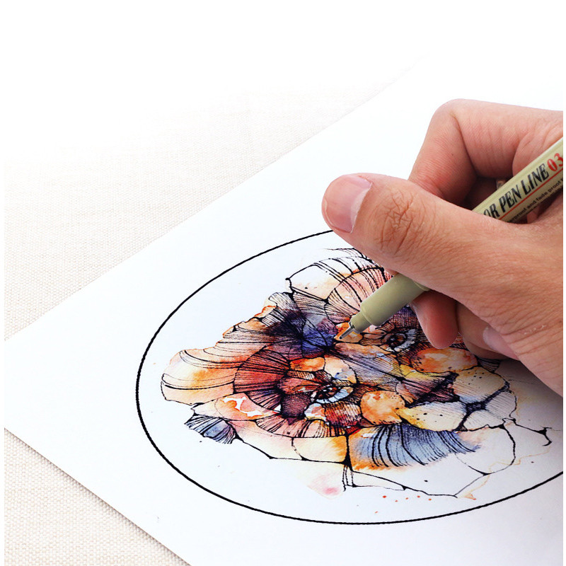 5/7/9/12 vnt Marker Pens Set Pigment Liner Manga Art Piešimo eskizavimas Neperšlampami rašikliai Kanceliarinės mokyklos reikmenys