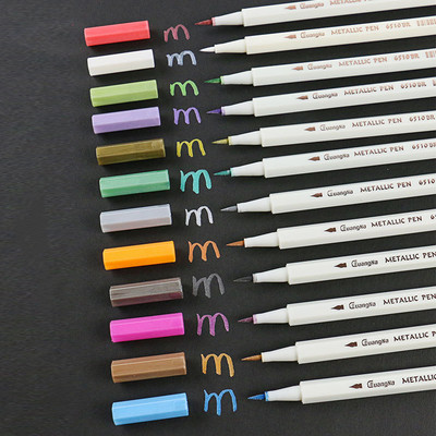 12 värvi metallist markerpliiats Keskmise otsaga metallist markerid kivimaalimiseks, mustaks paberiks, kaardi valmistamiseks, scrapbooking käsitööks