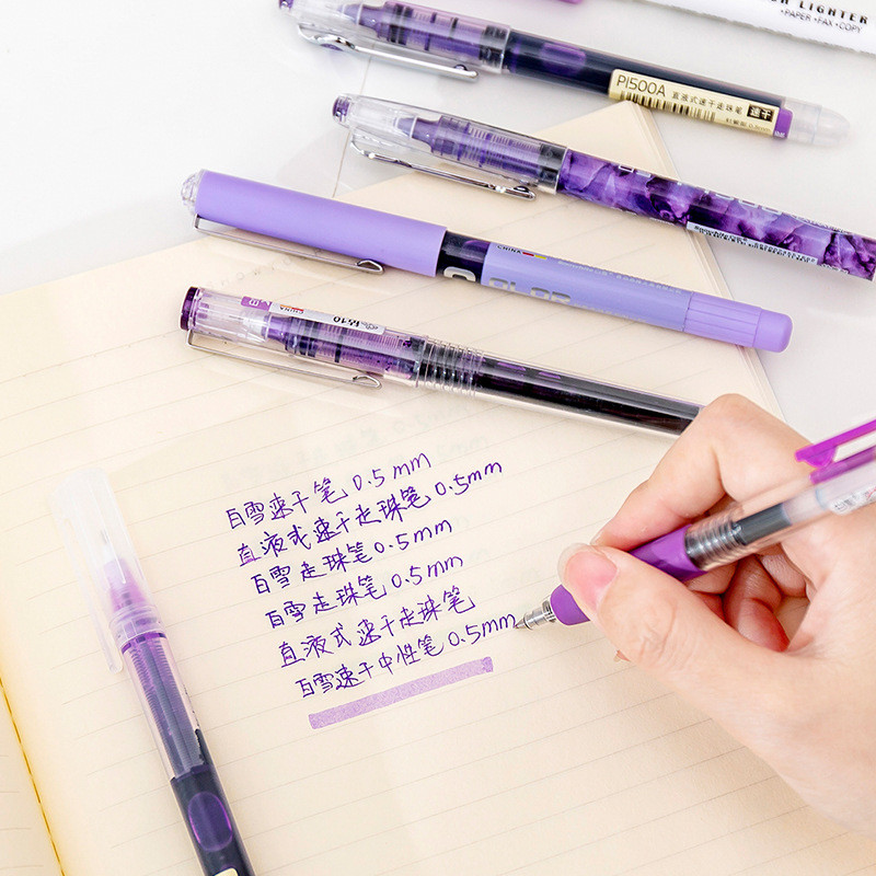 7pcs/set Simplicity Color Large Gel Pen Set 0.5mm Brzosušeće ravne olovke Highlighter Pisanje za školski pribor Kawaii