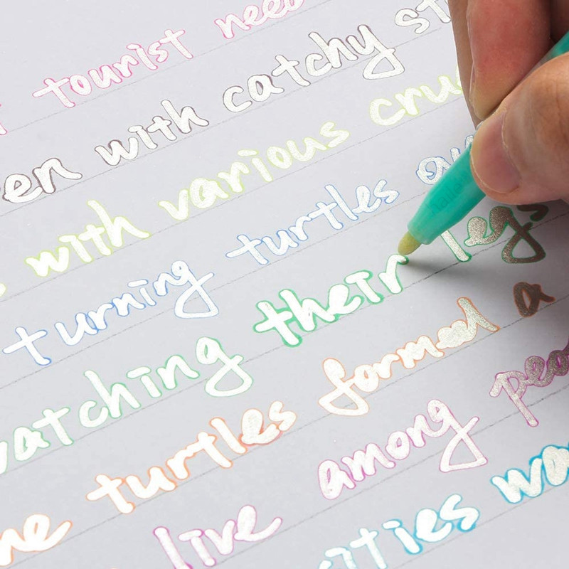 „Haile“ 8 spalvų kalėdinis rašiklio paryškinimo įtaisas Dviejų linijų kontūras „Art“ rašiklio žymeklis Rašikliai „Bullet Diary“ Plakatas kortelė „Pasidaryk pats“ Tapyba Rašymas