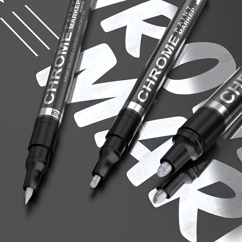 DIY peegeldav kunstimarker värvipliiats Hõbedane vedel kroomitud alkoholivärv peegeldav hõbedane markerpliiats Metallic Art käsitööpliiats