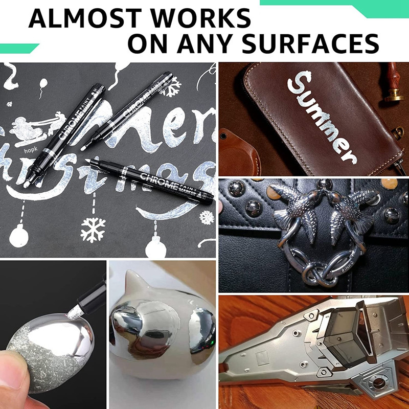 DIY peegeldav kunstimarker värvipliiats Hõbedane vedel kroomitud alkoholivärv peegeldav hõbedane markerpliiats Metallic Art käsitööpliiats
