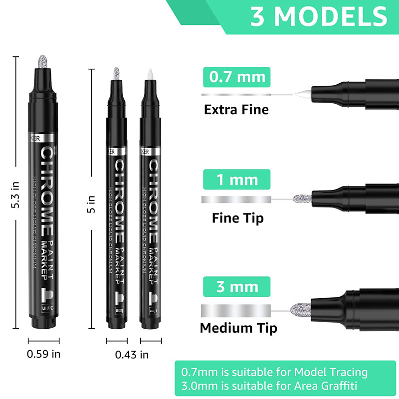 DIY peegeldav kunstimarker värvipliiats Hõbedane vedel kroomitud alkoholivärv peegeldav hõbedane markerpliiats Metallic Art käsitööpliiats