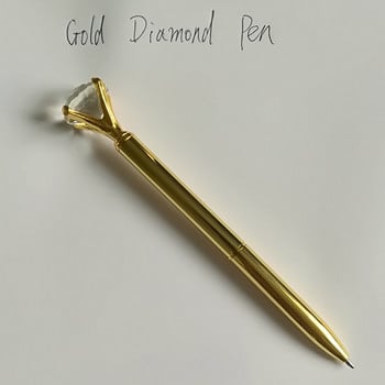 Στυλό 1 τεμ. Big Diamond Crystal Pen Ring Wedding Metal Ball Pen for School Office Exam Signature Gationery