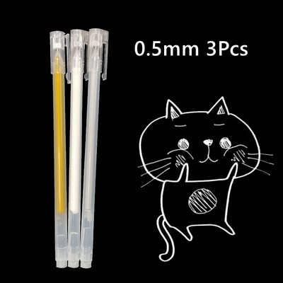 3 tk Creative valge tindiga geelpliiats 0,8 mm peen ots õpilaste kirjatarvete joonistamiseks kunsti kirjutamiseks koolitarvete jaoks