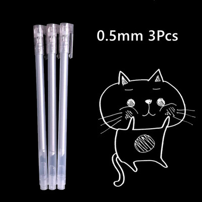 3 tk Creative valge tindiga geelpliiats 0,8 mm peen ots õpilaste kirjatarvete joonistamiseks kunsti kirjutamiseks koolitarvete jaoks