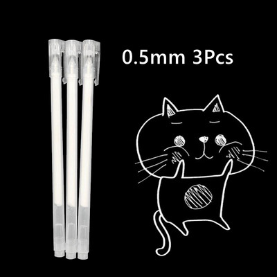 3 tk Creative valge tindiga geelpliiats 0,8 mm peen ots õpilaste kirjatarvete joonistamiseks kunsti kirjutamiseks koolitarvete jaoks