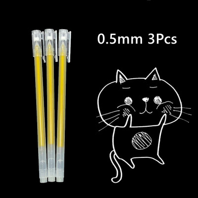 3 tk Creative valge tindiga geelpliiats 0,8 mm peen ots õpilaste kirjatarvete joonistamiseks kunsti kirjutamiseks koolitarvete jaoks