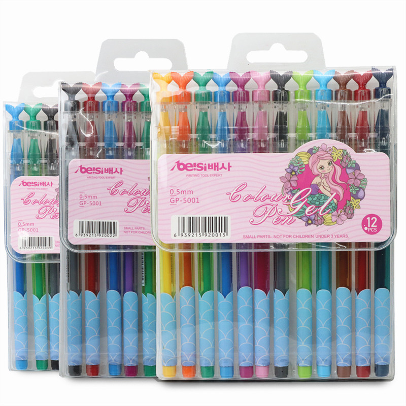 spalvotas gelio rašiklis 0,5 mm juoda raudona mėlyna Spalvingas dienoraščio piešimo rašiklis Linijos žymekliai mokantis rašyti raštinės reikmenis