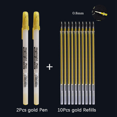 Haile 12 buc./set pix gel alb, vopsea de evidențiere, pix marker alb, 0,8 mm, vârf fin, tijă de reumplere pentru studenți, desen, articole de scris