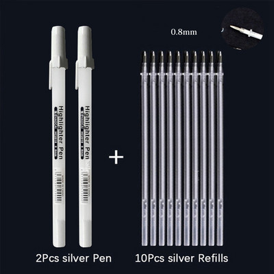 Haile 12 buc./set pix gel alb, vopsea de evidențiere, pix marker alb, 0,8 mm, vârf fin, tijă de reumplere pentru studenți, desen, articole de scris
