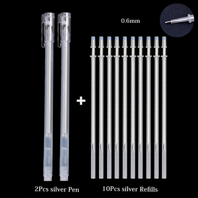 Haile 12 buc./set pix gel alb, vopsea de evidențiere, pix marker alb, 0,8 mm, vârf fin, tijă de reumplere pentru studenți, desen, articole de scris