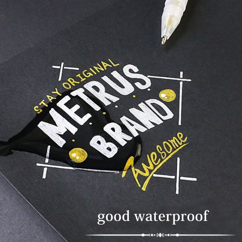 Haile 12 buc./set pix gel alb, vopsea de evidențiere, pix marker alb, 0,8 mm, vârf fin, tijă de reumplere pentru studenți, desen, articole de scris