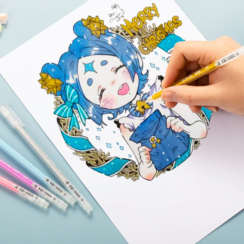 Haile 12 buc./set pix gel alb, vopsea de evidențiere, pix marker alb, 0,8 mm, vârf fin, tijă de reumplere pentru studenți, desen, articole de scris