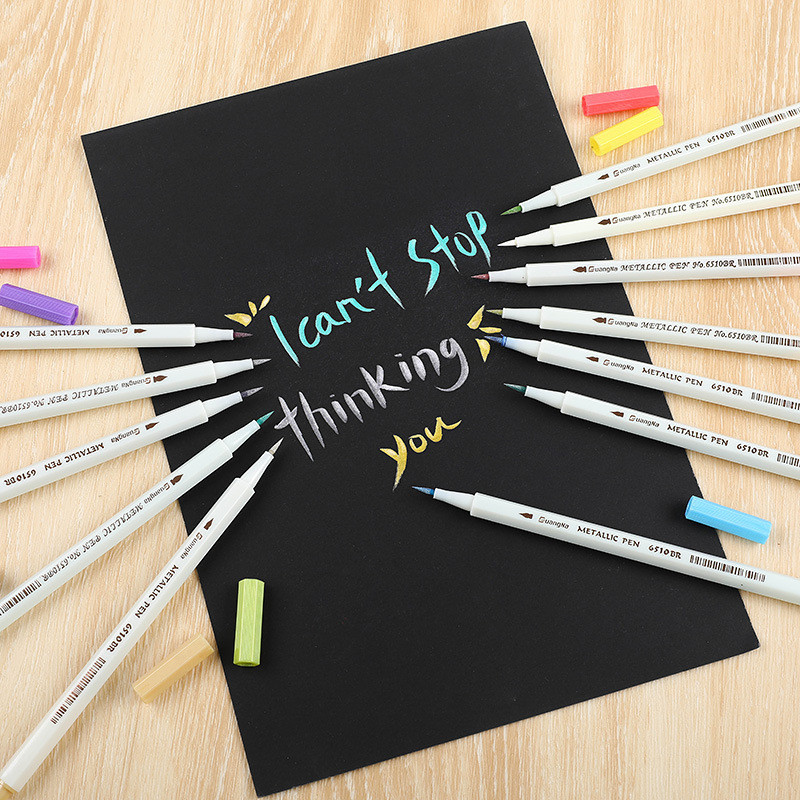 36 de culori metalice Marker Pixuri Highlignnt pentru vopsea pe sticlă Pictură pe piatră de piatră DIY Crearea de carduri Plastic Ceramic Lemn Metal Suprafață