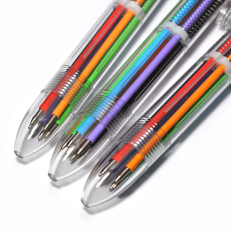 Plastične olovke od 0,5 mm s višebojnim modelima 6 u 1 višebojna kemijska olovka Push Type Pen Printer Školski uredski alati Darovi
