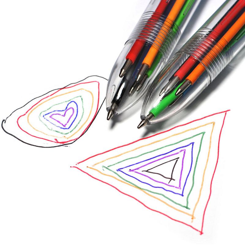 Plastične olovke od 0,5 mm s višebojnim modelima 6 u 1 višebojna kemijska olovka Push Type Pen Printer Školski uredski alati Darovi