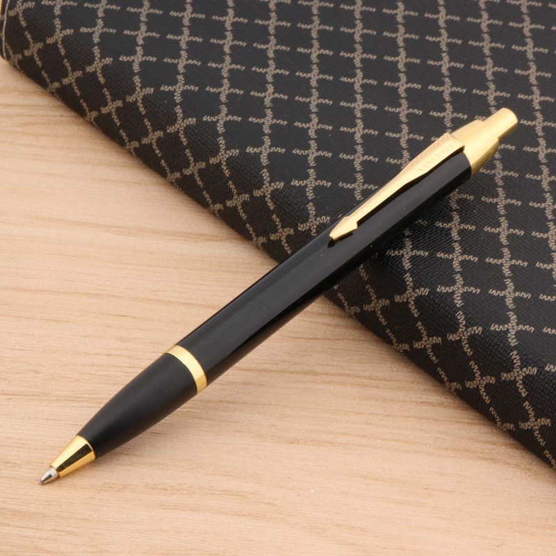Klasična Y06 Press kemijska olovka, metalna crna, poslovna, studentska, uredska, školska olovka za pisanje, zlatne tinte