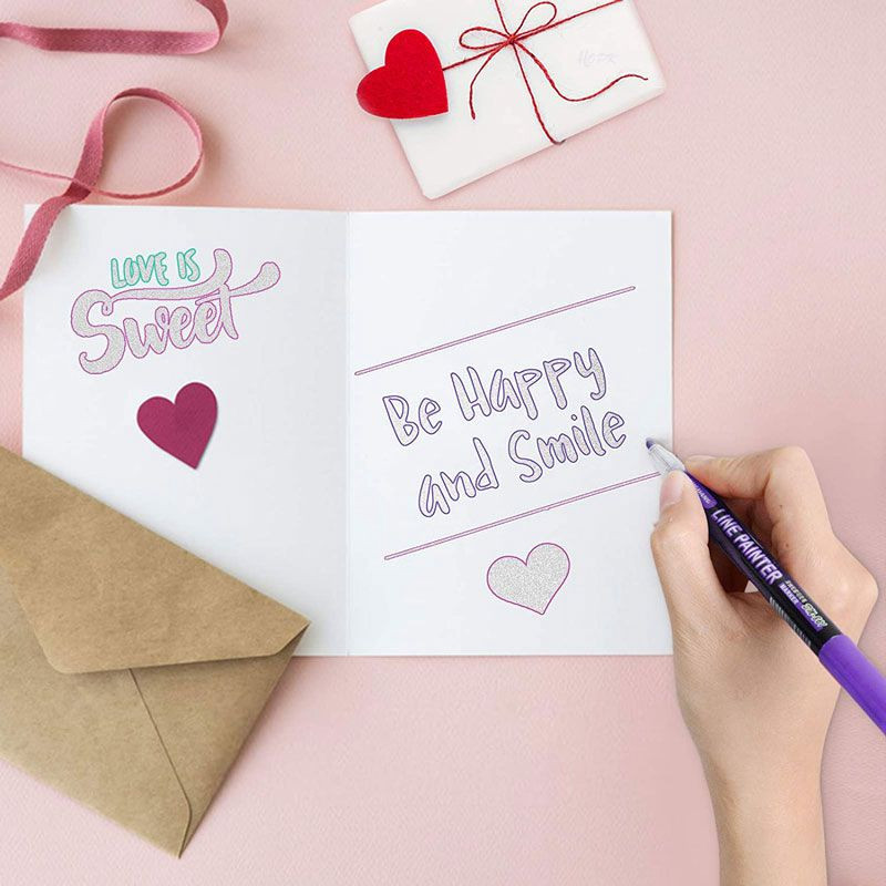 8/12 culori Contur vopsea Marker Glitter Pen Linii duble Art Markers Pixuri Highlighter Desen Scrapbooking Pictura Doodling