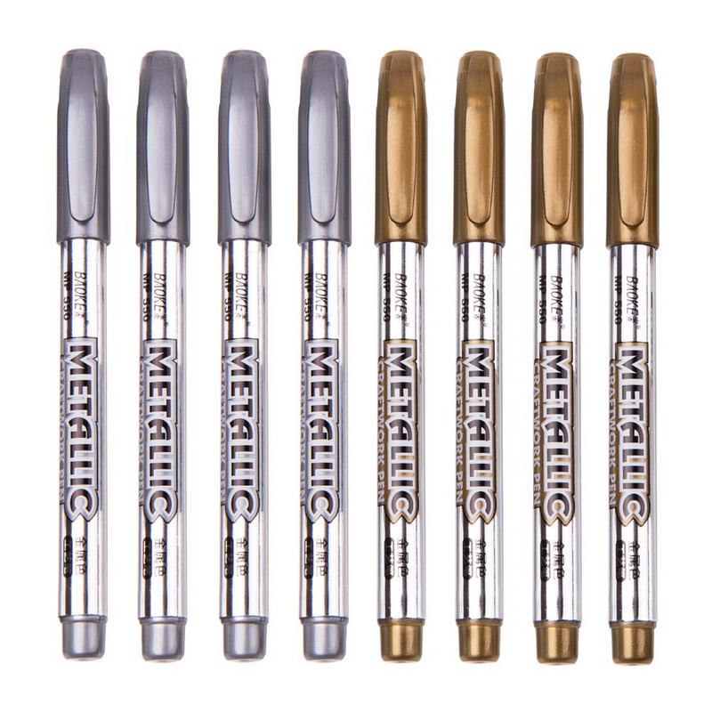 2 bucăți pixuri de marcare colorate pentru vopsea, metal, Sharpie, aur și argint, 1,5 mm, rechizite pentru studenți, pix pentru artizanat, pictură artistică