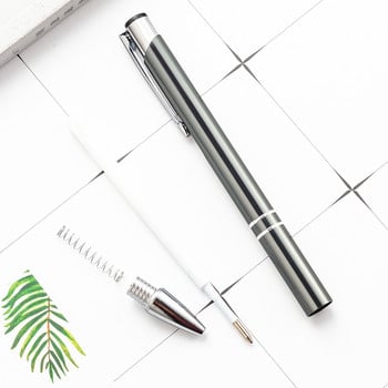 1Pen + 10Refill Laser Engraving Badge Metal Ball Point Pen Business Advertising Office Signature Pen School Student στυλό γραφής