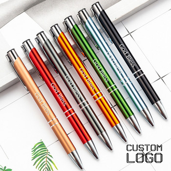 1Pen + 10Refill Laser Engraving Badge Metal Ball Point Pen Business Advertising Office Signature Pen School Student στυλό γραφής