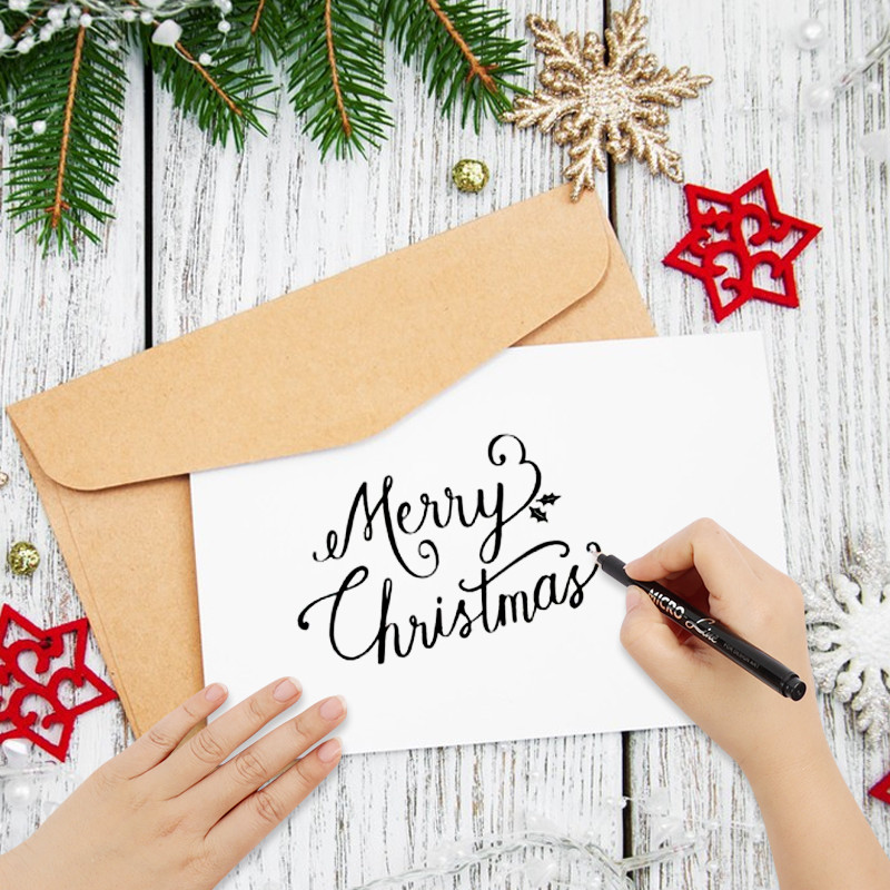 Käsitsi kirjapliiatsid, kalligraafia pintsli pliiats, pigmentvooderdus Mikronpliiats, must markerikomplekt kunstniku visandite jaoks, tehniline, algajatele