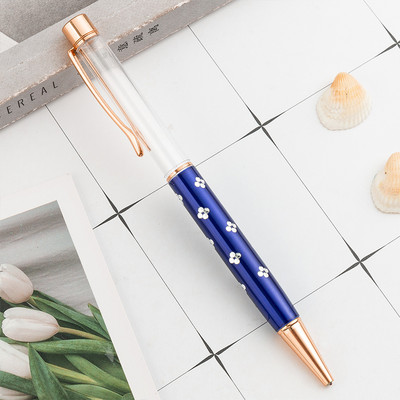 Nova DIY kemijska olovka s praznom tubom, samopuneća zlatna folija, uljna kristalna olovka za poklon, metalna olovka s cvijećem, školski uredski pribor