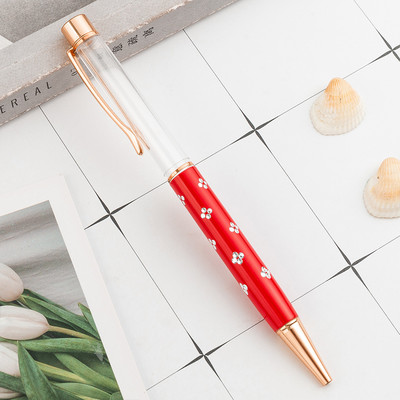 Nova DIY kemijska olovka s praznom tubom, samopuneća zlatna folija, uljna kristalna olovka za poklon, metalna olovka s cvijećem, školski uredski pribor