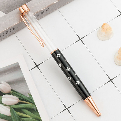 Nova DIY kemijska olovka s praznom tubom, samopuneća zlatna folija, uljna kristalna olovka za poklon, metalna olovka s cvijećem, školski uredski pribor