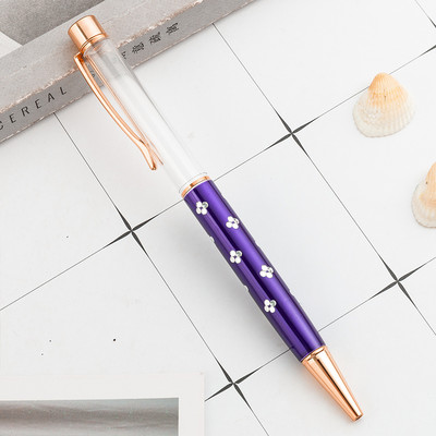 Nova DIY kemijska olovka s praznom tubom, samopuneća zlatna folija, uljna kristalna olovka za poklon, metalna olovka s cvijećem, školski uredski pribor