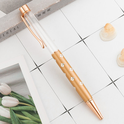 Nova DIY kemijska olovka s praznom tubom, samopuneća zlatna folija, uljna kristalna olovka za poklon, metalna olovka s cvijećem, školski uredski pribor