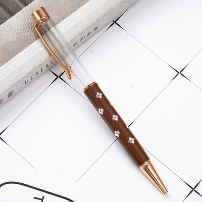 Nova DIY kemijska olovka s praznom tubom, samopuneća zlatna folija, uljna kristalna olovka za poklon, metalna olovka s cvijećem, školski uredski pribor