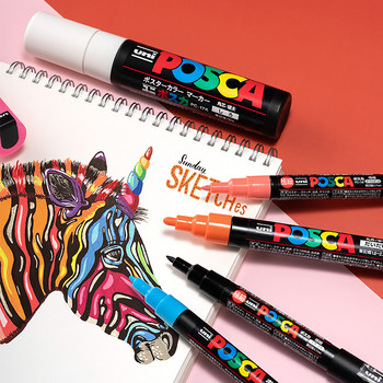 1τεμ UNI POSCA Μαρκαδόρος PC-3M POP Poster Graffiti Marker Αδιάβροχο Φοιτητικό Είδη Γραφείου Ζωγραφική Τέχνη Χαρτικά 31 Χρώματα