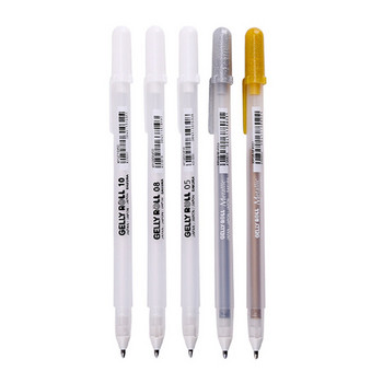 3 бр./лот Sakura White Gel Ink Pen Classic Gelly Roll Art Highlight Marker Pen Bright White Silver Gold Art Painting Рисуващи химикалки