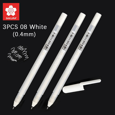 3 τεμ./παρτίδα Sakura White Gel στυλό μελάνι Classic Gelly Roll Art Highlight Μαρκαδόρο Φωτεινό λευκό ασημί Χρυσό ζωγραφική στυλό ζωγραφικής
