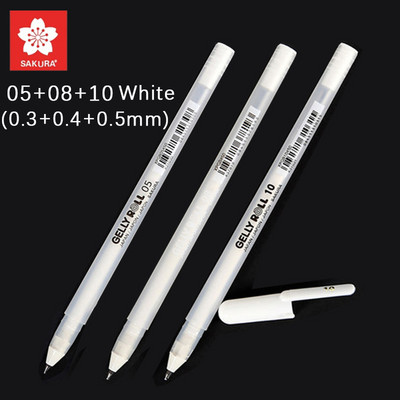 3 τεμ./παρτίδα Sakura White Gel στυλό μελάνι Classic Gelly Roll Art Highlight Μαρκαδόρο Φωτεινό λευκό ασημί Χρυσό ζωγραφική στυλό ζωγραφικής