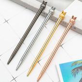 1 gab. Radošs metāls, jauka pūces forma, reklāma, lodīšu pildspalvas Skolas piederumi biroja piederumi, lodīšu pildspalvas, 4 krāsu dāvanas