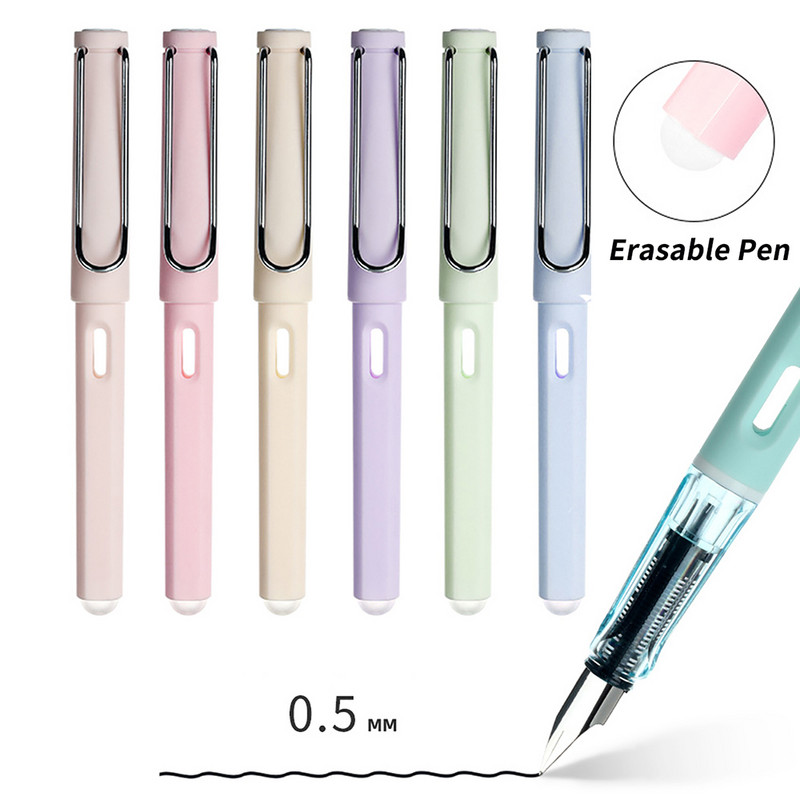 Sada náplní do gélového pera s vymazateľnou rukoväťou 0,5 mm, umývateľná rukoväť, vymazateľné plniace pero pre školské písacie potreby, kawaii papiernictvo