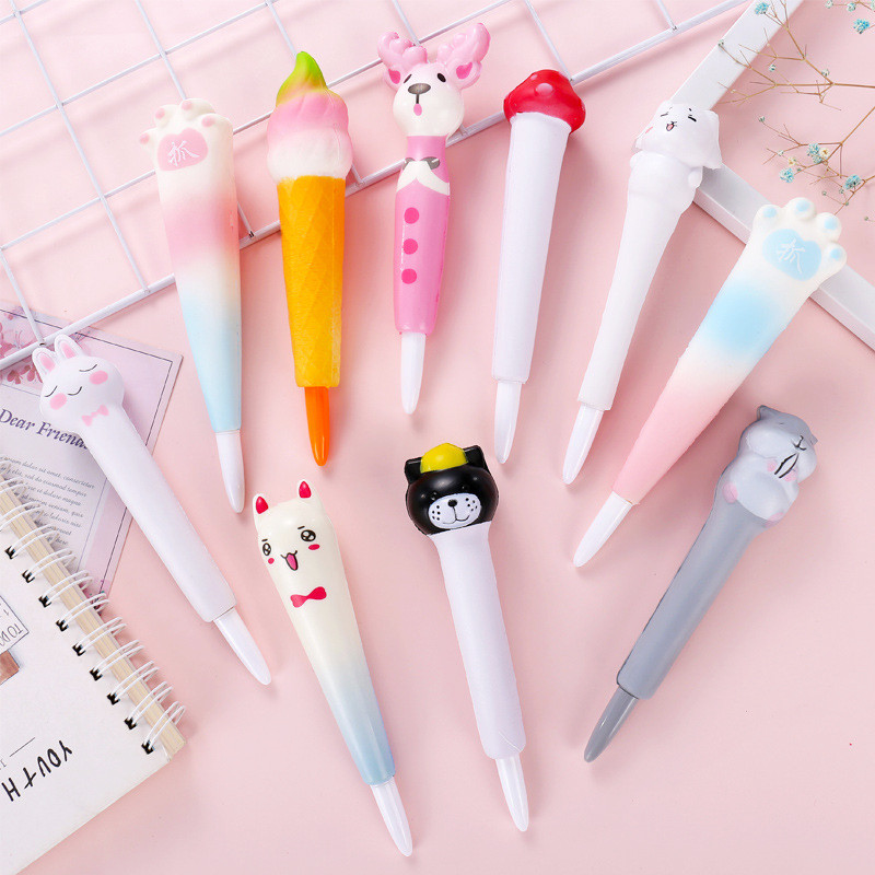 Squishy Kawaii Slatke gel olovke Stres Fidget Pjena Vrti Cool Funny Ballpoint Školski uredski pribor Pisanje Djevojka Poklon Stvari