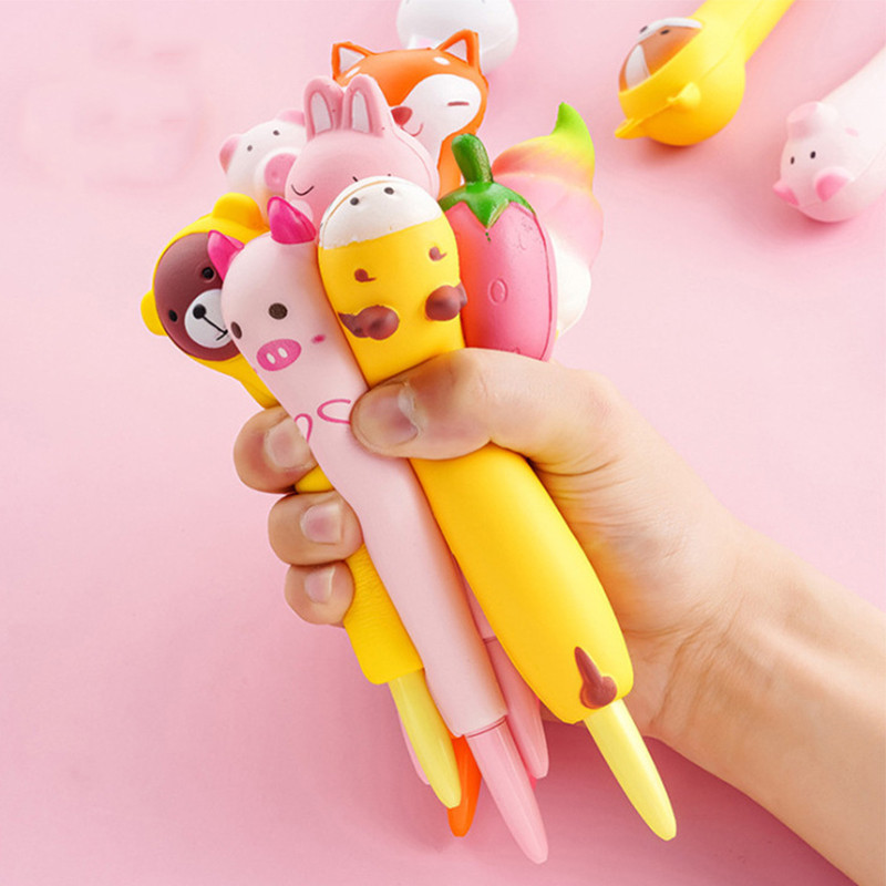 Squishy Kawaii Slatke gel olovke Stres Fidget Pjena Vrti Cool Funny Ballpoint Školski uredski pribor Pisanje Djevojka Poklon Stvari
