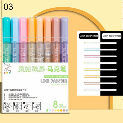 8 Χρώματα Διπλό Περιγράμματος Στυλό Γραμμή Περιγράμματος Μαρκαδόρος Τέχνης Μαρκαδόρο DIY Ημερολόγιο Αποκομμάτων Ζωγραφική Κάρτα αφίσας Σχέδιο Graffiti Highlighter