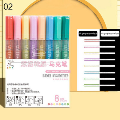 8 Χρώματα Διπλό Περιγράμματος Στυλό Γραμμή Περιγράμματος Μαρκαδόρος Τέχνης Μαρκαδόρο DIY Ημερολόγιο Αποκομμάτων Ζωγραφική Κάρτα αφίσας Σχέδιο Graffiti Highlighter