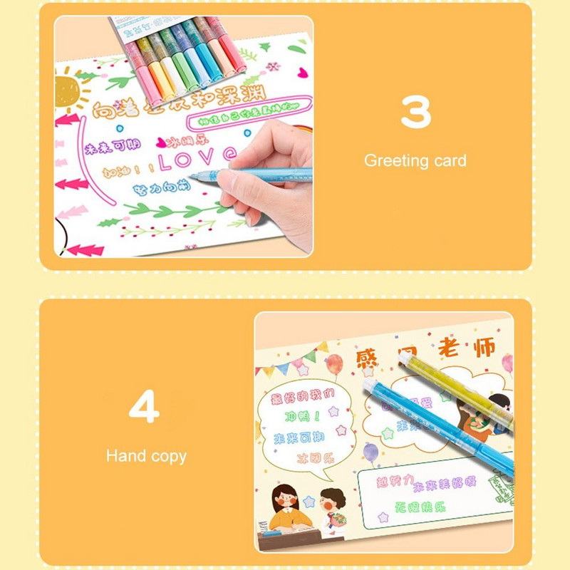 8 Χρώματα Διπλό Περιγράμματος Στυλό Γραμμή Περιγράμματος Μαρκαδόρος Τέχνης Μαρκαδόρο DIY Ημερολόγιο Αποκομμάτων Ζωγραφική Κάρτα αφίσας Σχέδιο Graffiti Highlighter