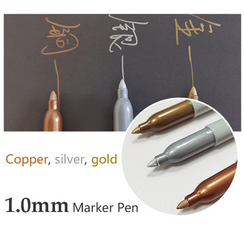 ΝΕΟ χρυσό ασημί μαρκαδόροι μαρκαδόροι Sharpie Metallic αδιάβροχο μόνιμη χειροτεχνία για γραφική γραφική ύλη από πλαστικό ξύλο μεταλλικό γυαλί